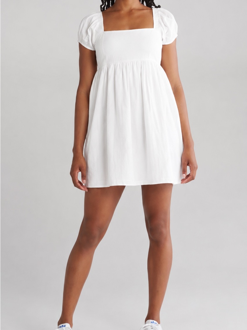 Abound White Square-Neck Puff Sleeve Mini Dress